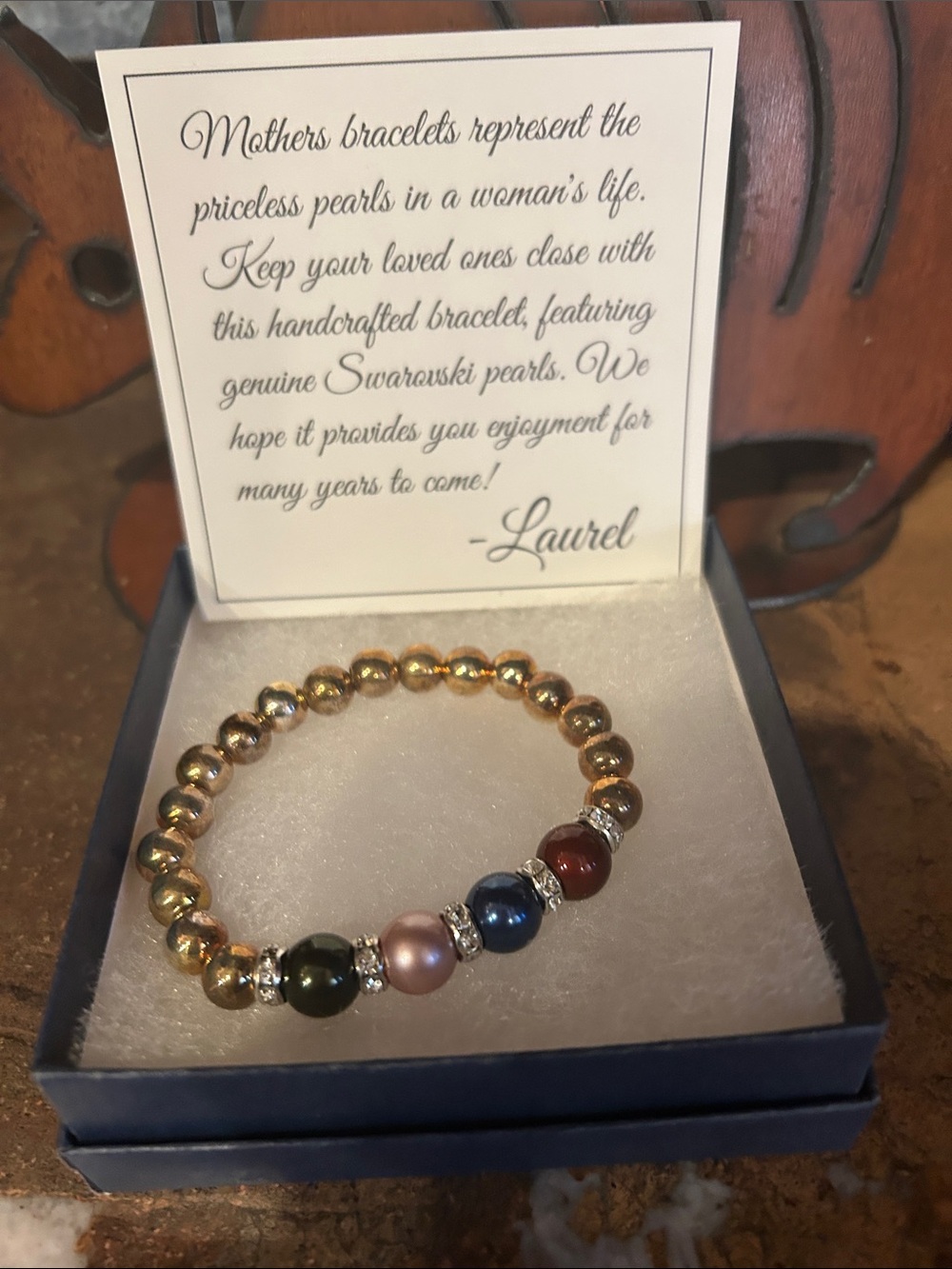 Gold-Tone Multi-Color Pearl Bracelet